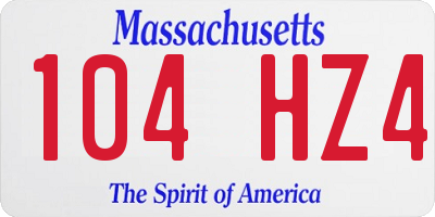 MA license plate 104HZ4