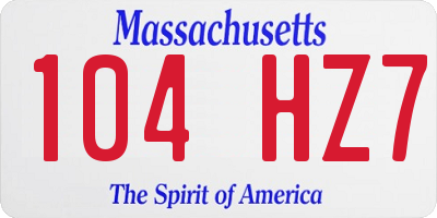 MA license plate 104HZ7