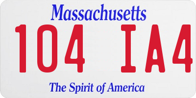 MA license plate 104IA4