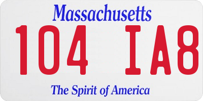MA license plate 104IA8