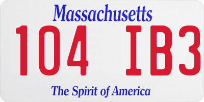 MA license plate 104IB3