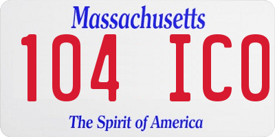 MA license plate 104IC0