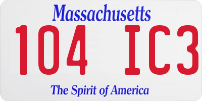 MA license plate 104IC3