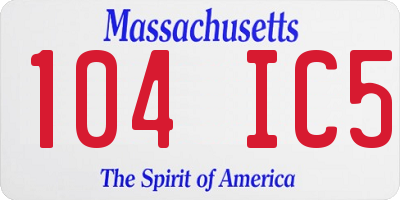 MA license plate 104IC5