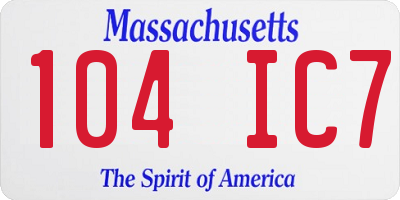 MA license plate 104IC7