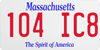 MA license plate 104IC8