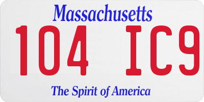 MA license plate 104IC9