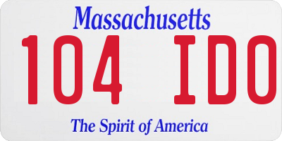 MA license plate 104ID0