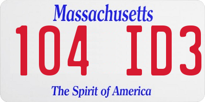 MA license plate 104ID3