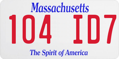 MA license plate 104ID7