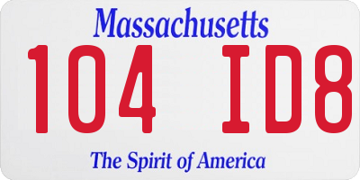 MA license plate 104ID8