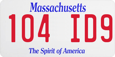 MA license plate 104ID9