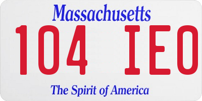 MA license plate 104IE0