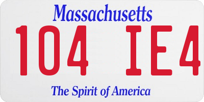 MA license plate 104IE4