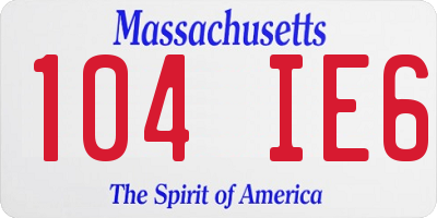 MA license plate 104IE6