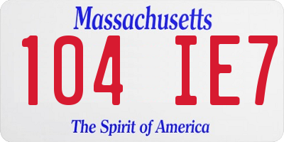 MA license plate 104IE7