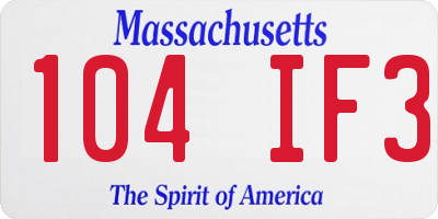 MA license plate 104IF3