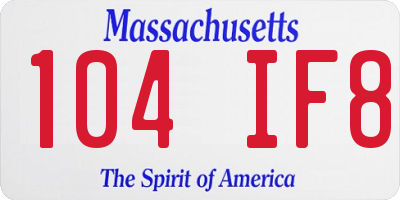 MA license plate 104IF8