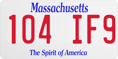 MA license plate 104IF9