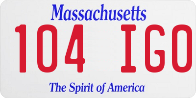 MA license plate 104IG0