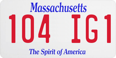 MA license plate 104IG1