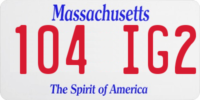 MA license plate 104IG2