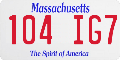 MA license plate 104IG7