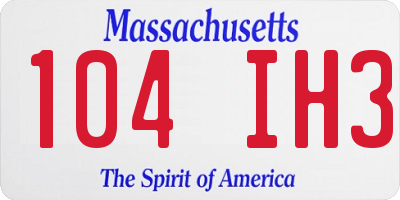 MA license plate 104IH3