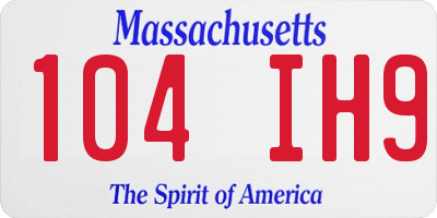 MA license plate 104IH9