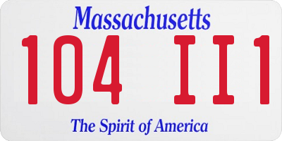 MA license plate 104II1