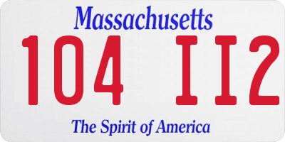 MA license plate 104II2