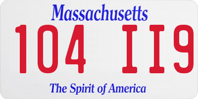 MA license plate 104II9