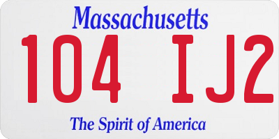 MA license plate 104IJ2