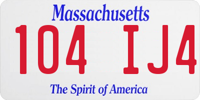 MA license plate 104IJ4