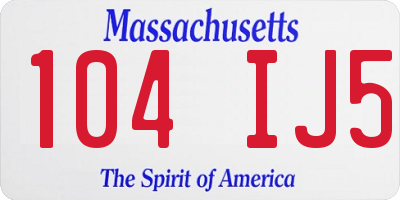 MA license plate 104IJ5