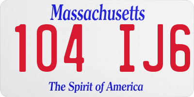 MA license plate 104IJ6