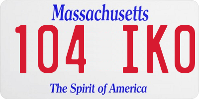 MA license plate 104IK0