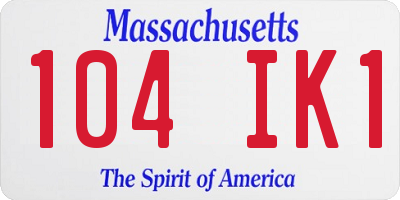MA license plate 104IK1