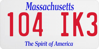 MA license plate 104IK3