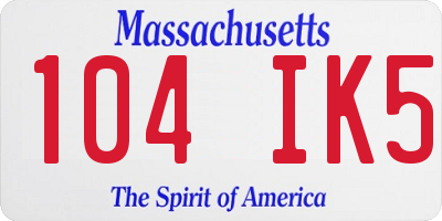 MA license plate 104IK5