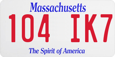 MA license plate 104IK7