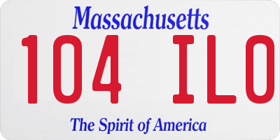 MA license plate 104IL0