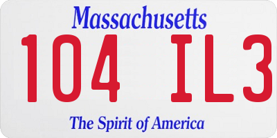 MA license plate 104IL3