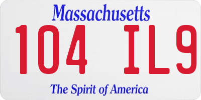 MA license plate 104IL9