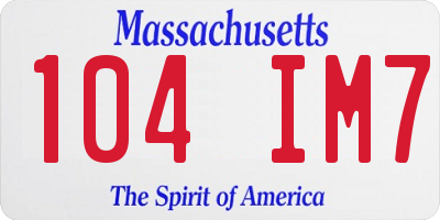 MA license plate 104IM7