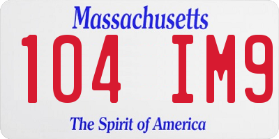 MA license plate 104IM9