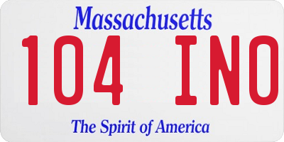 MA license plate 104IN0