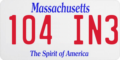 MA license plate 104IN3