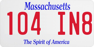 MA license plate 104IN8