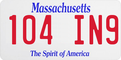 MA license plate 104IN9